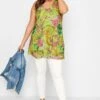 YOURS Curve Green Floral Double Layer Vest Top