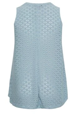 YOURS Curve Blue Pointelle Vest Top -Saga Dresses Shop 7355f93a fc97 4b 301838 Y