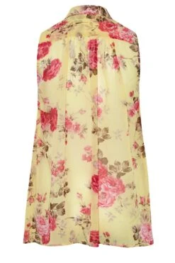 YOURS Curve Yellow Floral Print Sleeveless Swing Blouse -Saga Dresses Shop 73fbace3 3292 49 173874 Y