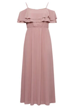 YOURS LONDON Curve Pink Bardot Ruffle Maxi Dress -Saga Dresses Shop 74488e0f 08be 48 161880 X