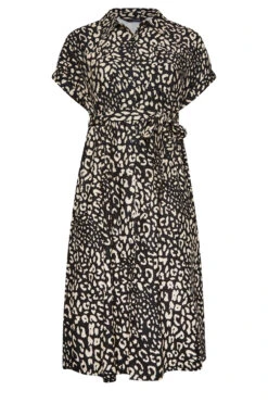 YOURS Curve Black Animal Print Split Hem Shirt Dress -Saga Dresses Shop 74a813a6 0dfe 46 302075 X