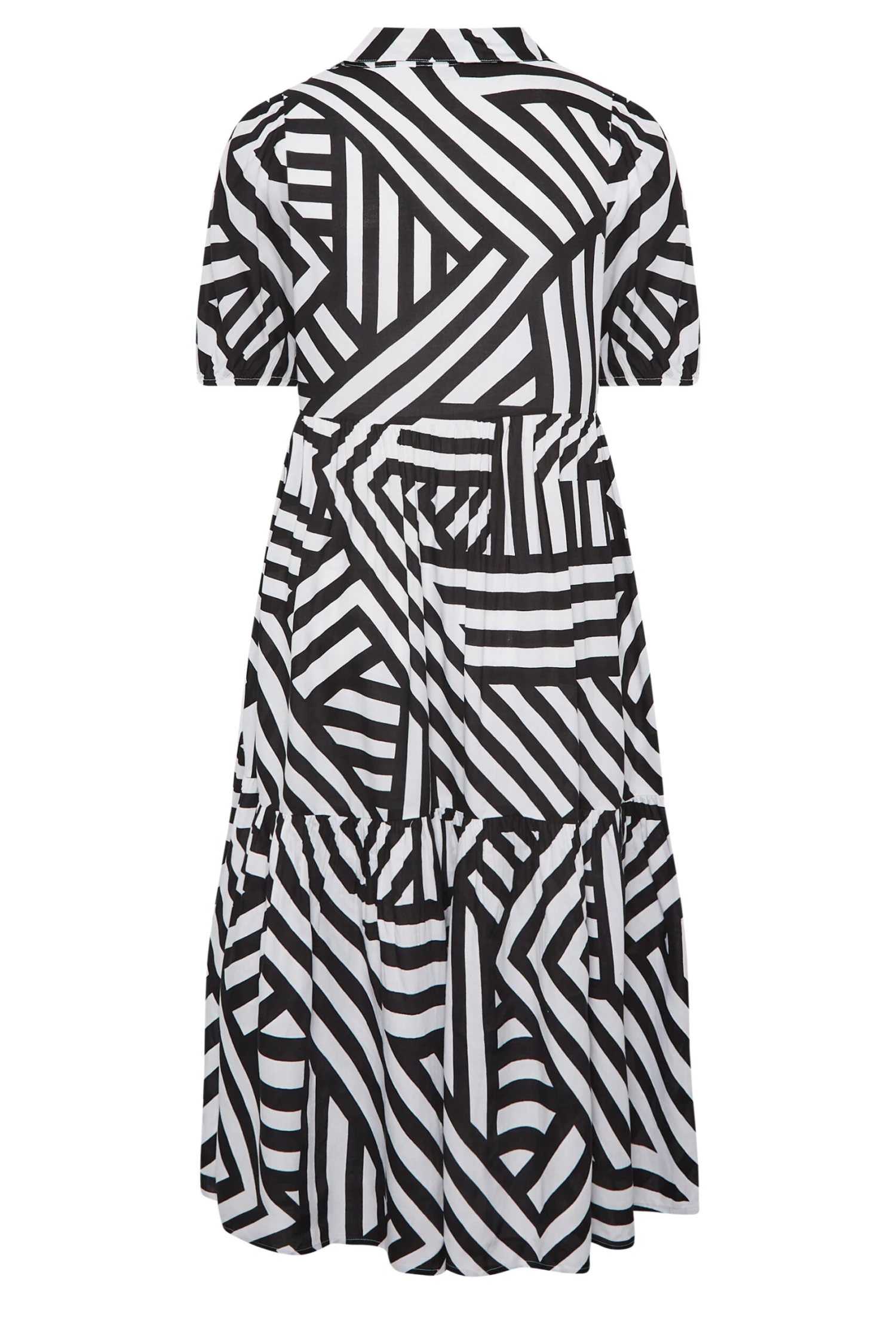 YOURS Curve Black Stripe Button Through Dress 6 YOURS Curve Black Stripe Button Through Dress - Image 6