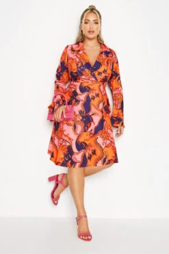 LIMITED COLLECTION Curve Pink & Orange Paisley Print Blazer Dress