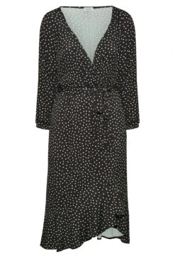 YOURS LONDON Curve Black Polkadot Ruffle Wrap Dress -Saga Dresses Shop 763502dc 032c 46 161799 X