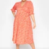 LIMITED COLLECTION Curve Orange Ditsy Wrap Dress