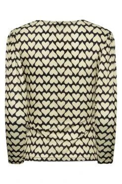YOURS PETITE Curve Black & White Heart Print Long Sleeve Top
