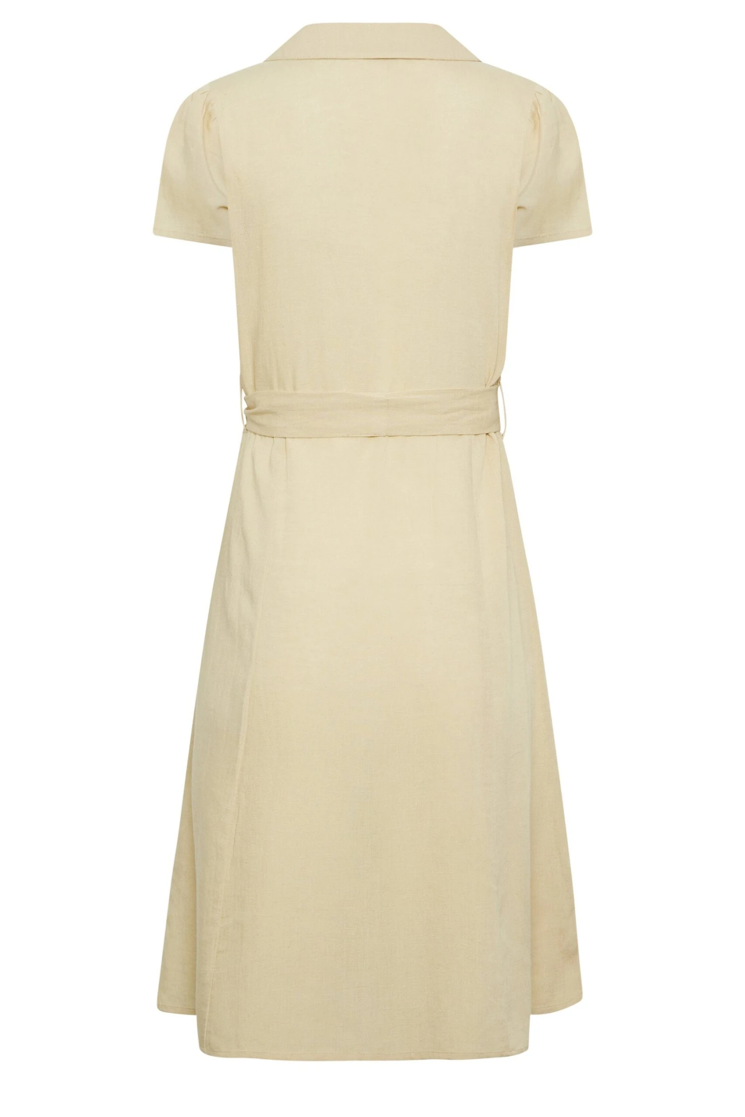 YOURS PETITE Curve Stone Brown Linen Blend Button Through Dress 6 YOURS PETITE Curve Stone Brown Linen Blend Button Through Dress - Image 6