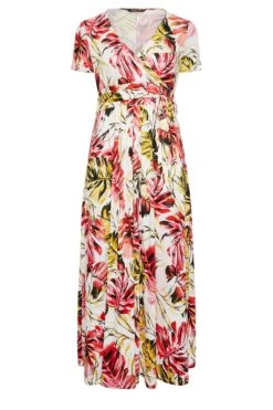 YOURS Curve White Leaf Print Front Tie Maxi Dress -Saga Dresses Shop 76f5293d b0cc 45 302063 X