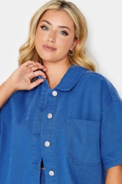YOURS Curve Cobalt Blue Denim Shirt -Saga Dresses Shop 77b6661a d87c 49 120751 D