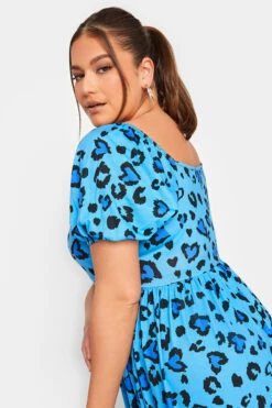 LIMITED COLLECTION Curve Blue Leopard Print Midaxi Dress -Saga Dresses Shop 77cca083 7f0c 42 215828 E