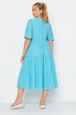 LIMITED COLLECTION Curve Aqua Blue Textured Tiered Smock Dress -Saga Dresses Shop 77d52744 504a 4c 215543 C