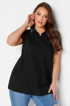 YOURS 2 PACK Curve Black & White Polo Top