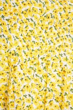 YOURS Curve Yellow Floral Shirred Smock Vest Top -Saga Dresses Shop 79bcd9d5 29a0 4b 131327 S
