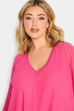YOURS LONDON Curve Bright Pink Chiffon Cape Blouse -Saga Dresses Shop 7a0e393a 9bec 40 162078 D