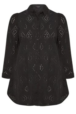 YOURS Curve Black Broderie Anglaise Shirt -Saga Dresses Shop 7a9d353c 6e67 4c 131763 X