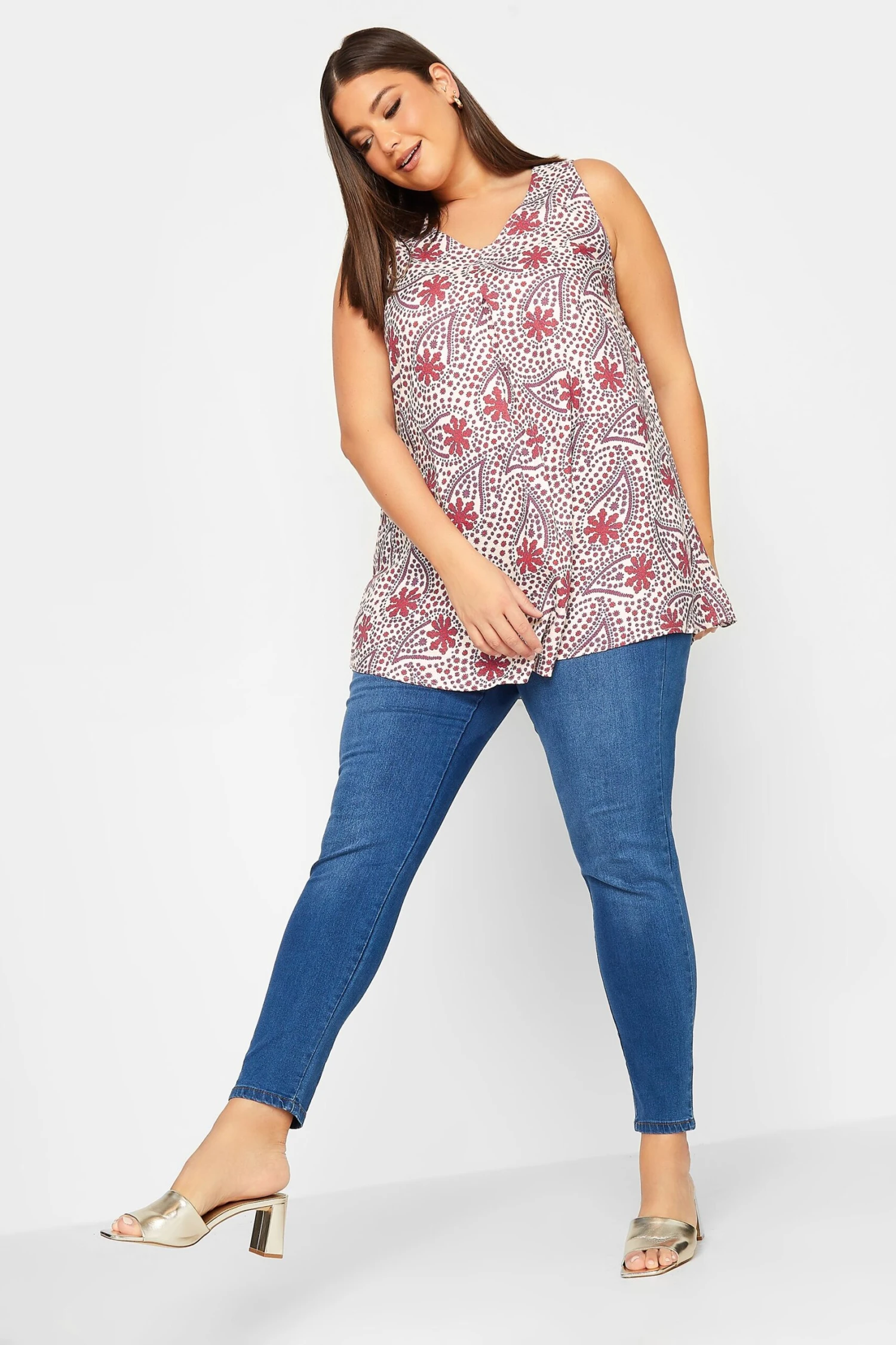 YOURS Curve Red Floral Paisley Print Swing Top 1 YOURS Curve Red Floral Paisley Print Swing Top