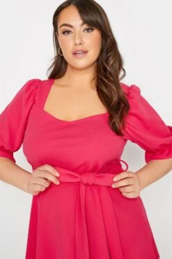 YOURS LONDON Curve Hot Pink Sweetheart Peplum Top -Saga Dresses Shop 7c258683 2e5b 47 161437 D