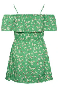 LIMITED COLLECTION Curve Green Floral Frill Cold Shoulder Top -Saga Dresses Shop 7c9e5340 0275 44 215516 Y