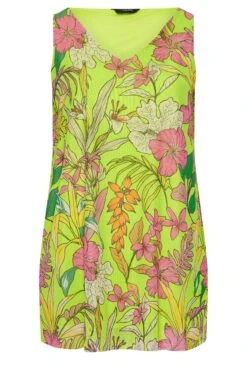 YOURS Curve Green Floral Double Layer Vest Top 8 YOURS Curve Green Floral Double Layer Vest Top -Saga Dresses Shop 7d3417b3 4d45 40 300962 X