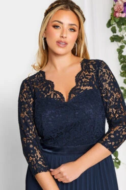 YOURS LONDON Curve Navy Blue Lace Pleated Maxi Dress 10 YOURS LONDON Curve Navy Blue Lace Pleated Maxi Dress -Saga Dresses Shop 7d5b9201 3d12 42 161900 D