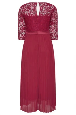 YOURS LONDON Curve Burgundy Red Lace Pleated Maxi Dress -Saga Dresses Shop 7d676054 55f7 44 161009 BK