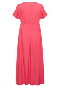 LIMITED COLLECTION Curve Coral Pink Frill Sleeve Cotton Maxi Dress 11 LIMITED COLLECTION Curve Coral Pink Frill Sleeve Cotton Maxi Dress -Saga Dresses Shop 7dcab102 78b8 41 215681 Y
