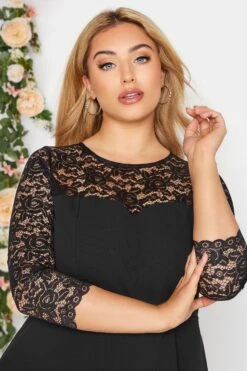 YOURS LONDON Curve Black Lace Sweetheart Midi Dress -Saga Dresses Shop 7e223d32 1927 4e 162027 D