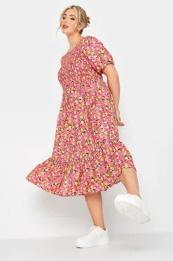 LIMITED COLLECTION Curve Pink Ditsy Print Midaxi Dress