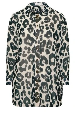 YOURS LONDON Curve White & Black Leopard Print Longline Shirt 10 YOURS LONDON Curve White & Black Leopard Print Longline Shirt -Saga Dresses Shop 7e7875c2 5a40 4d 162045 X