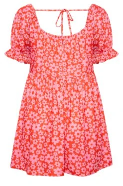 LIMITED COLLECTION Curve Pink Retro Floral Print Top -Saga Dresses Shop 7ea89767 889b 4d 215749 Y