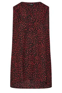 YOURS Curve Black & Red Dalmatian Pleat Detail Top -Saga Dresses Shop 7ec4732c 3407 43 173965 X