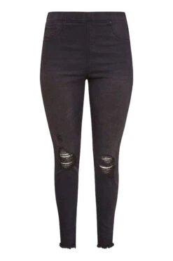 YOURS FOR GOOD Curve Black Stretch Ripped Knee JENNY Jeggings -Saga Dresses Shop 7f16550d 1328 4e 142710 F