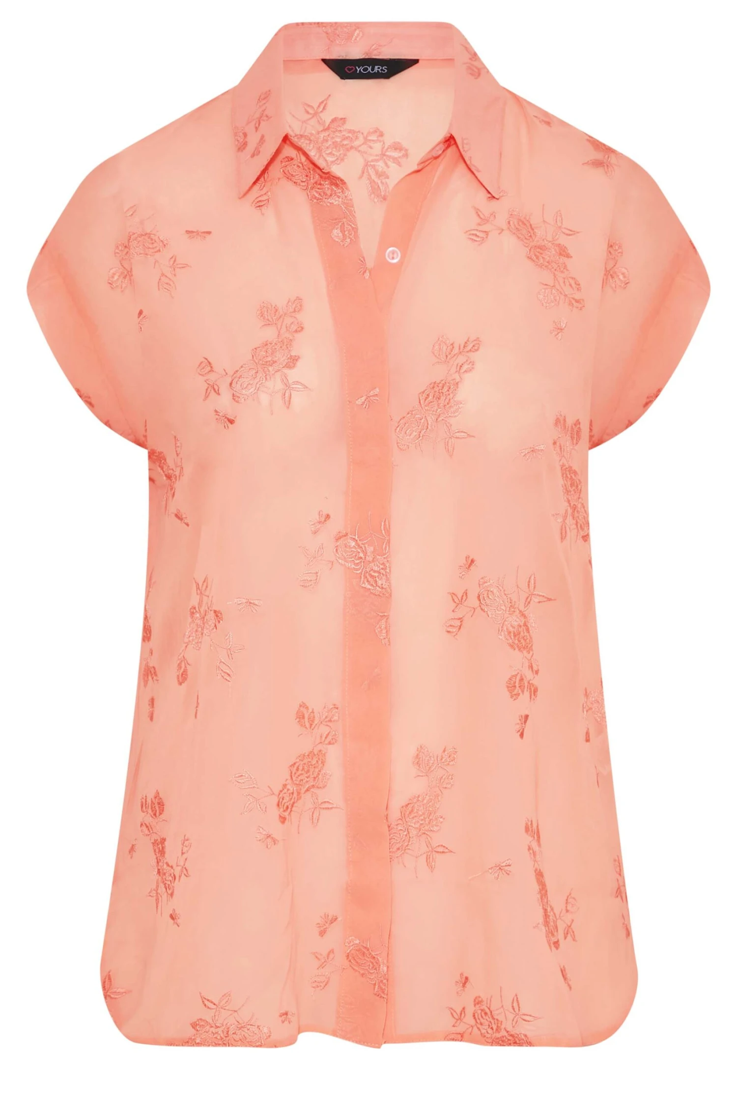 YOURS Curve Pink Floral Print Embroidered Shirt 5 YOURS Curve Pink Floral Print Embroidered Shirt - Image 5