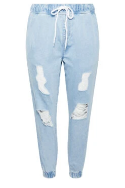 YOURS Curve Bleach Blue Ripped Jogger Jeans 8 YOURS Curve Bleach Blue Ripped Jogger Jeans -Saga Dresses Shop 7f33fec1 10e8 4c 143242 X