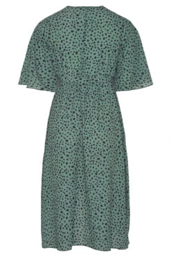 YOURS LONDON Curve Green Dalmatian Print Midi Wrap Dress -Saga Dresses Shop 7ff35771 b061 41 157867 BK