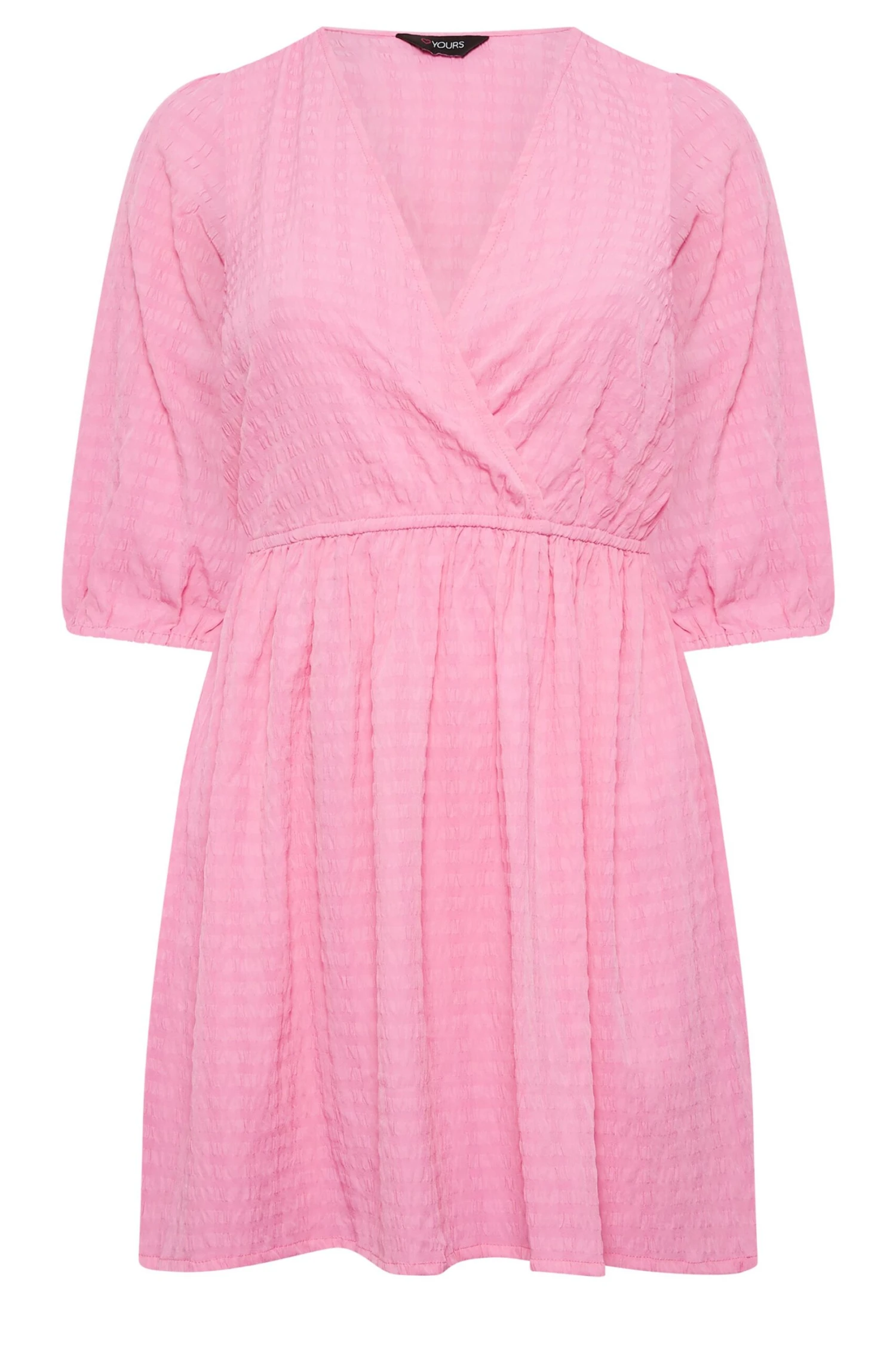 YOURS Curve Pink Textured Wrap Top 5 YOURS Curve Pink Textured Wrap Top - Image 5