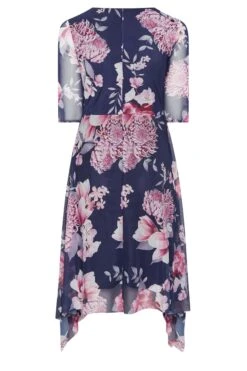 YOURS LONDON Curve Blue Floral Mesh Wrap Dress -Saga Dresses Shop 80336d79 9a9e 4c 162118 Y