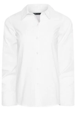 YOURS PETITE Curve White Fitted Cotton Shirt -Saga Dresses Shop 80709626 37e5 4c 174436 X