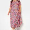 LIMITED COLLECTION Curve Pink Floral Print Tie Front Maxi Dress