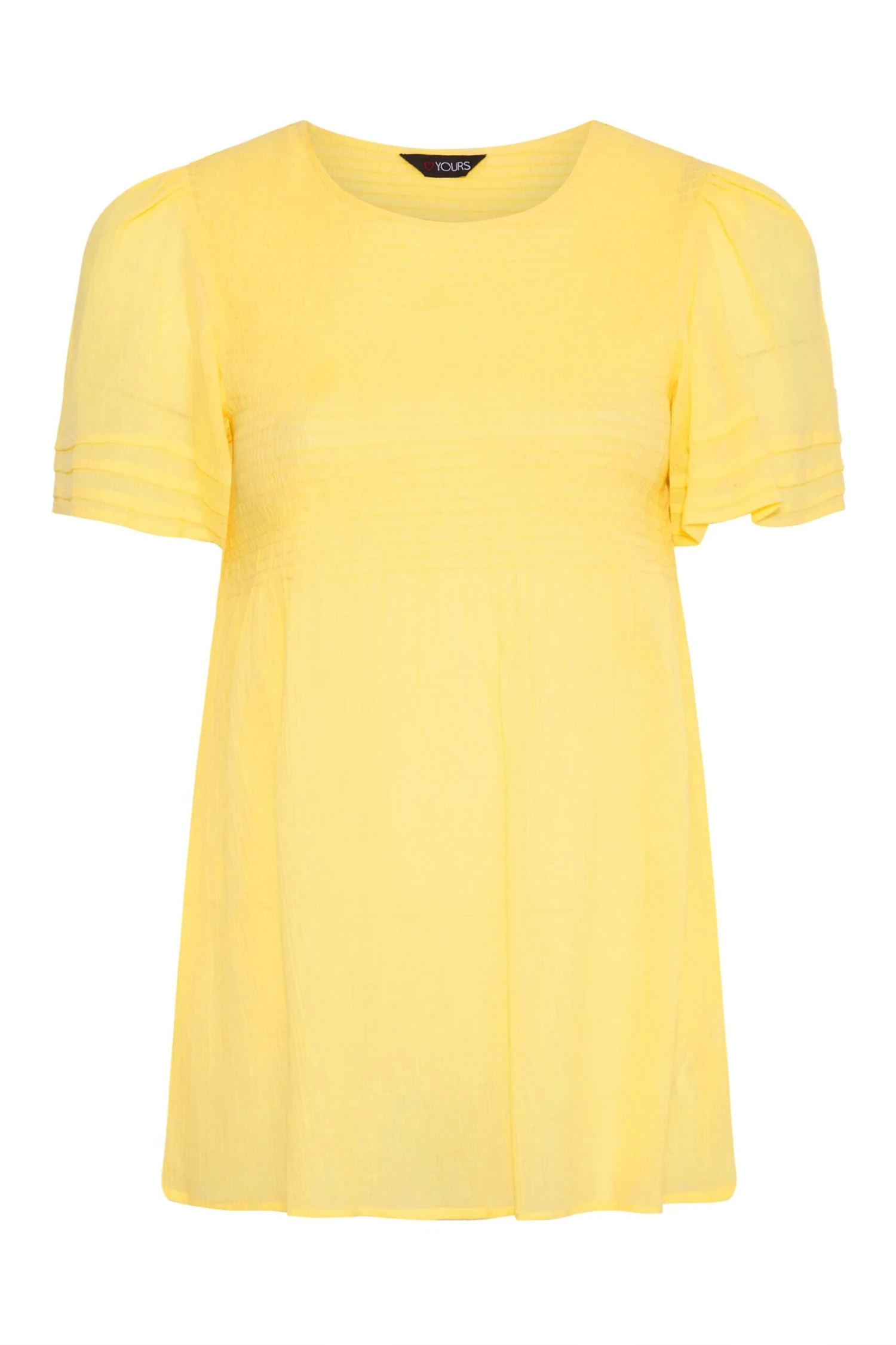 LIMITED COLLECTION Curve Lemon Yellow Shirred Smock Top 5 LIMITED COLLECTION Curve Lemon Yellow Shirred Smock Top - Image 5