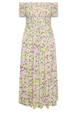 YOURS Curve White Floral Print Shirred Maxi Dress -Saga Dresses Shop 80cb6227 35d7 40 137342 X