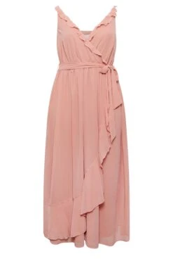 YOURS LONDON Curve Pink Ruffle Wrap Dress -Saga Dresses Shop 82d680d4 d94d 4d 161887 X