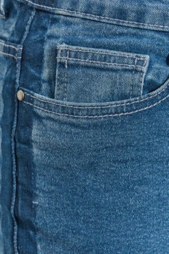 YOURS Curve Mid Blue Contrast Side Ripped Stretch Skinny AVA Jeans -Saga Dresses Shop 82d744a5 44b9 49 143016 Z