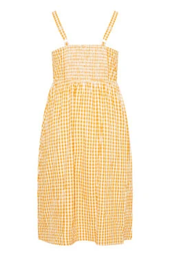 LIMITED COLLECTION Curve Orange Gingham Button Front Sundress -Saga Dresses Shop 82e8ca36 759b 4e 214487 Y