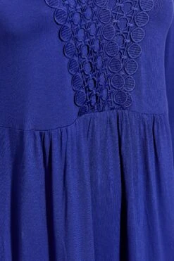 YOURS Curve Blue Crochet Trim Long Sleeve Tunic Top -Saga Dresses Shop 8332b188 c48f 4b 320340 Z