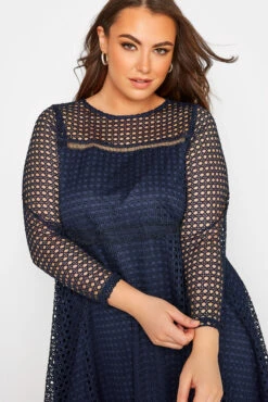 YOURS LONDON Curve Navy Blue Lace Midi Skater Dress 8 YOURS LONDON Curve Navy Blue Lace Midi Skater Dress -Saga Dresses Shop 839025e5 406c 4b 161180 D