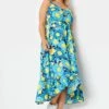 LIMITED COLLECTION Curve Blue Floral Frill Hem Midaxi Dress