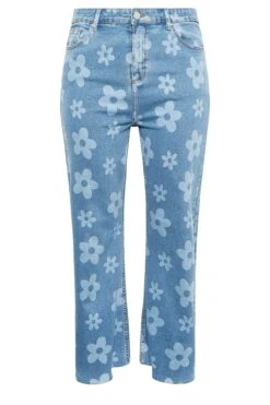 YOURS Curve Blue Floral Stretch Wide Leg Jeans -Saga Dresses Shop 83fe8cc4 6704 49 143247 X