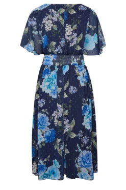 YOURS LONDON Blue Floral Angel Sleeve Wrap Dress 11 YOURS LONDON Blue Floral Angel Sleeve Wrap Dress -Saga Dresses Shop 84270073 7c03 42 162049 Y