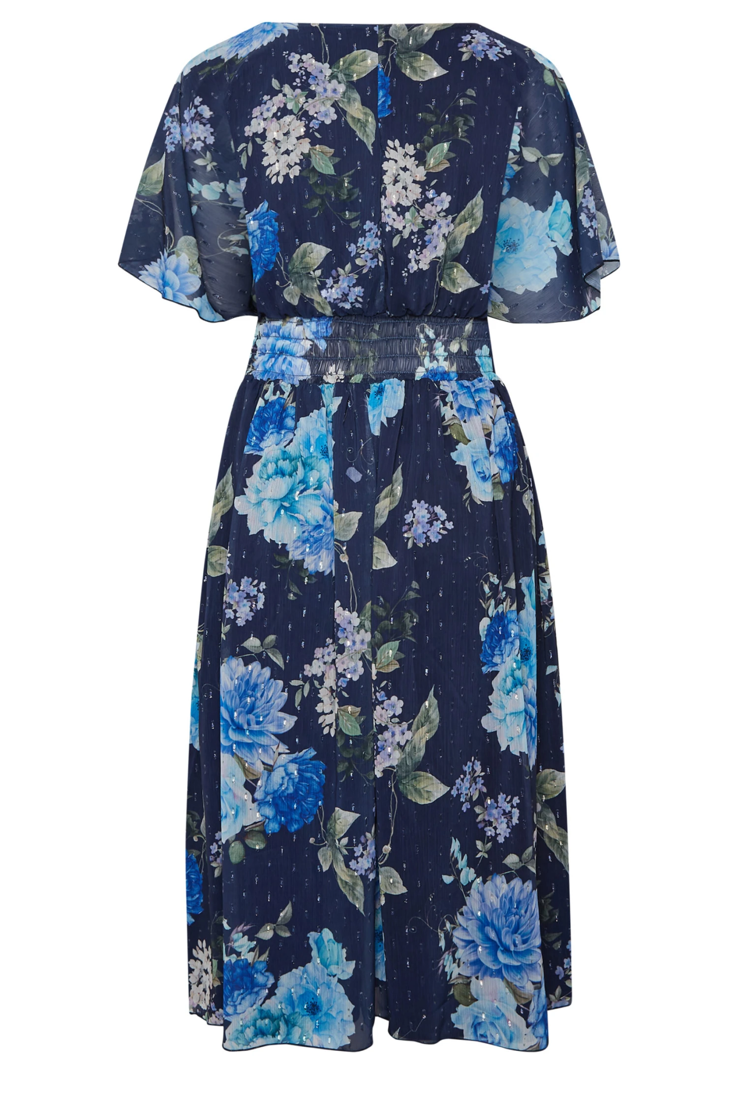 YOURS LONDON Blue Floral Angel Sleeve Wrap Dress 6 YOURS LONDON Blue Floral Angel Sleeve Wrap Dress - Image 6